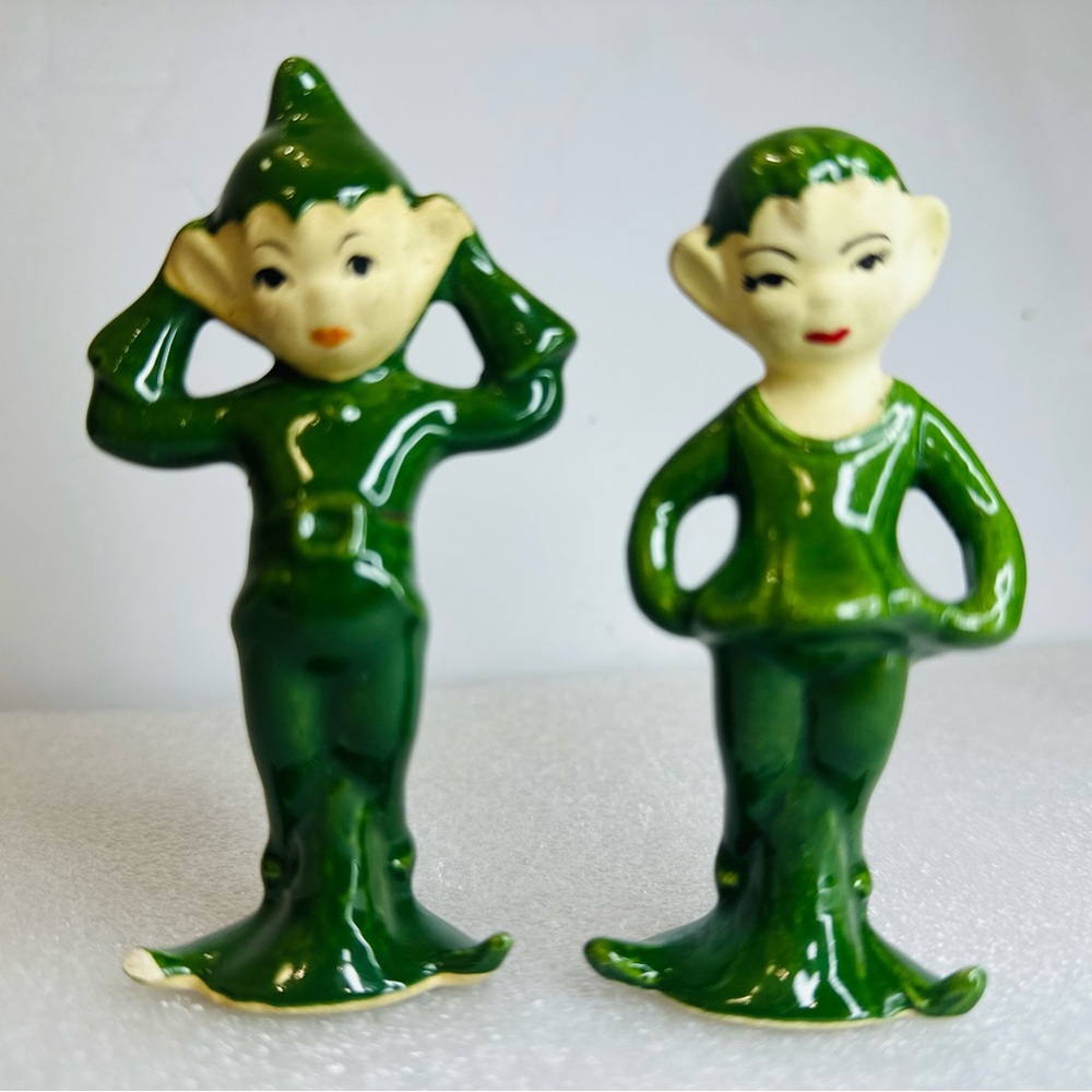 VINTAGE SALT & PEPPER SHAKERS - ELVES Mid Century Girl And Boy
